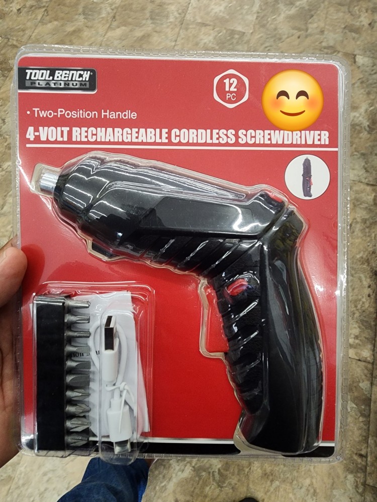 4 Volt Rechargeable Cordless Screwdriver Tool Bench Platinium