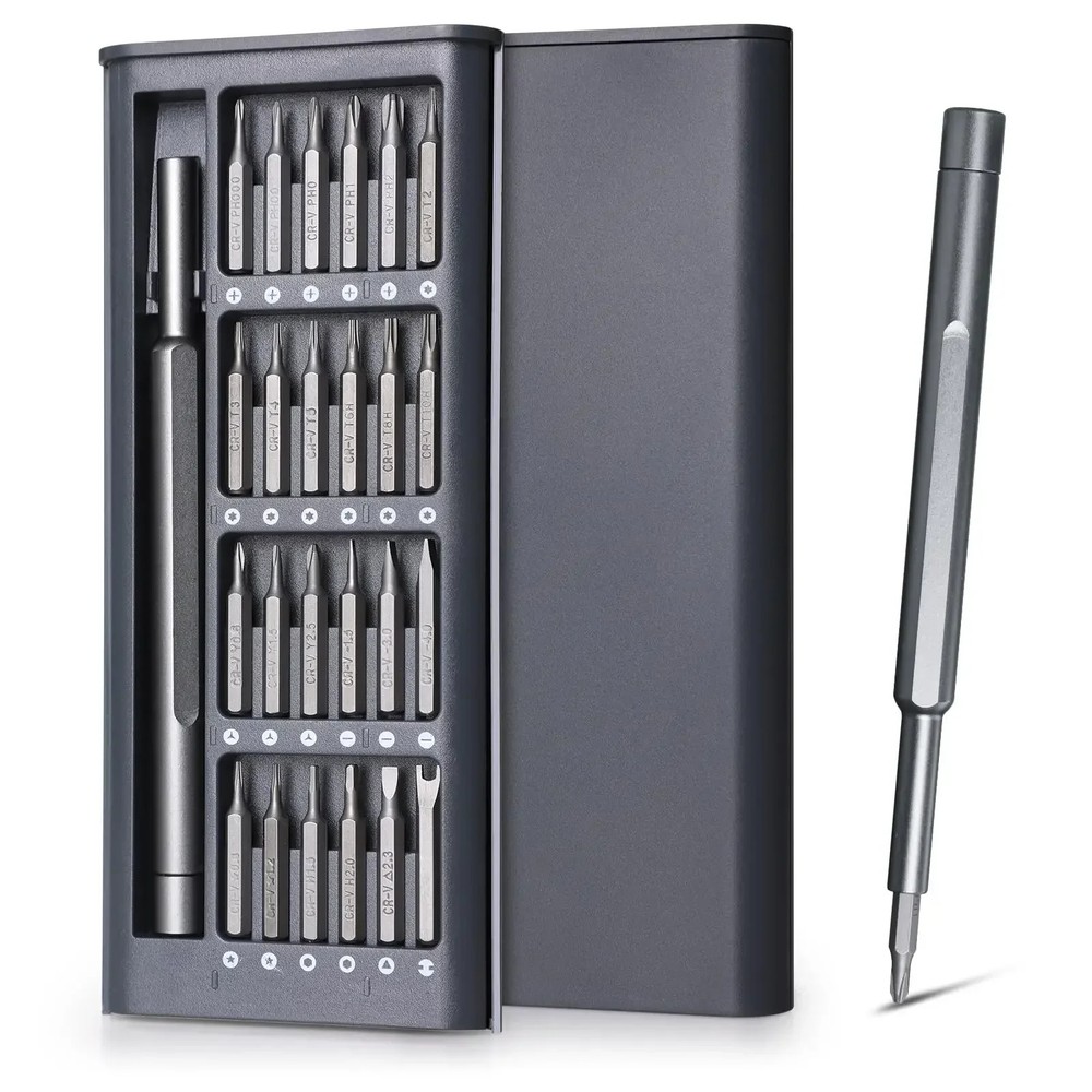 25-in-1 Magnetic Precision Screwdriver Set - Hex Flat Bits for Phones PC
