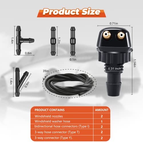 2pcs Front Windshield Washer Nozzles, Front Windshield Washer Nozzle kit and