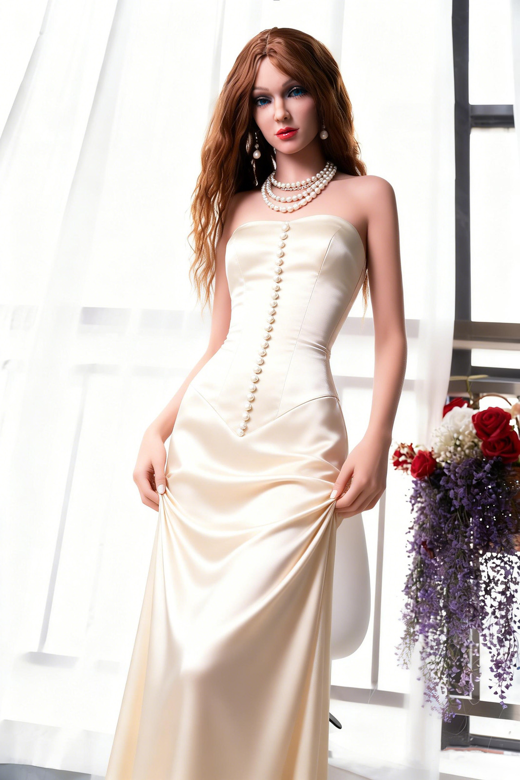 Realistic TPE Sex Doll Gel Breasts Standing Full Body Masturbator Toys for Men