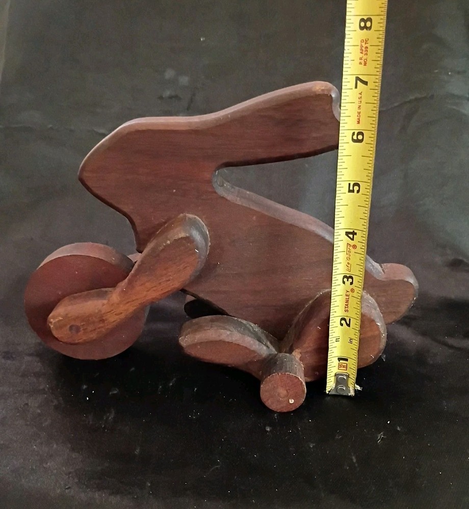 Vintage Wooden Rabbit Pull Toy 9" X 7"