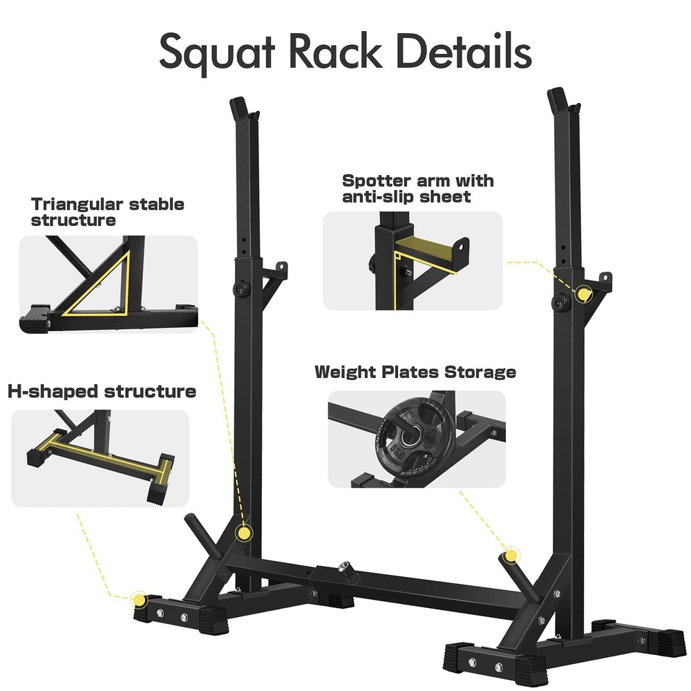 CANPA Adjustable Squat Rack Stand Multi-Function Barbell Rack Weight Lifting ...