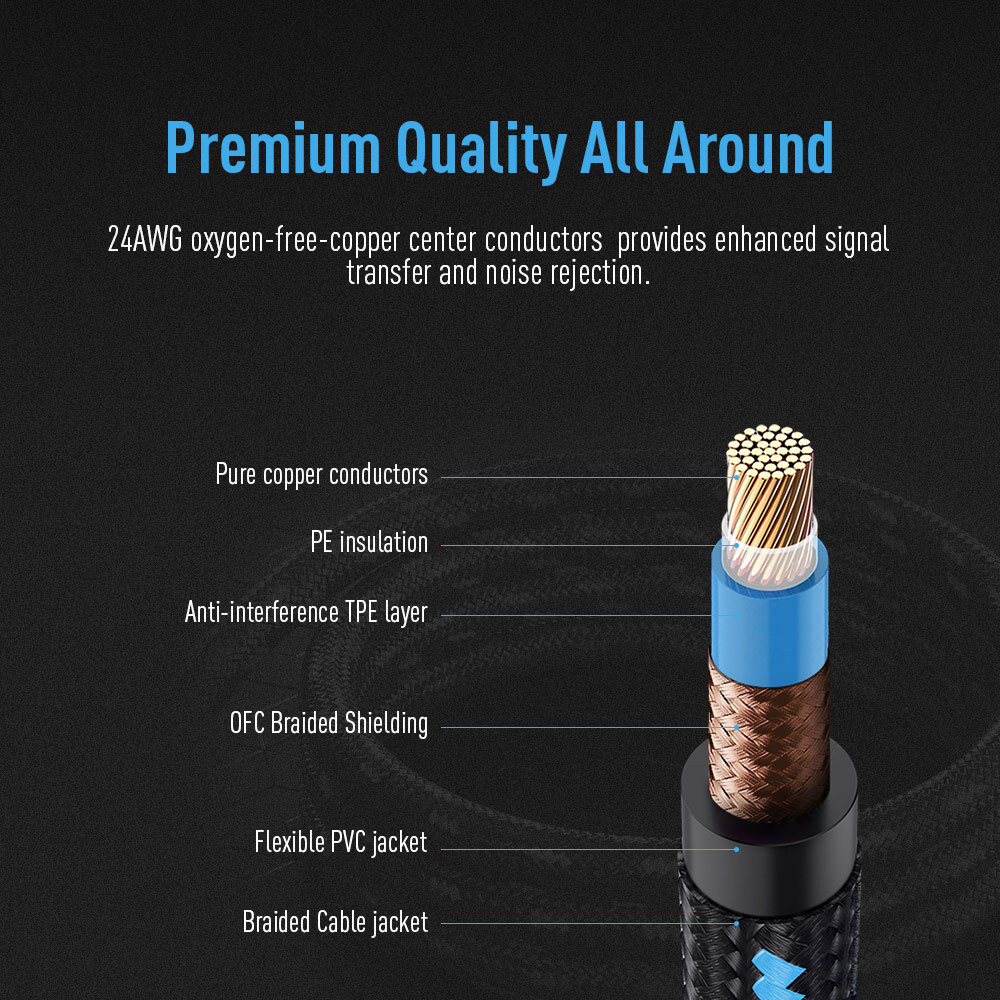 3M Electric Guitar Lead Cord Cable Jacks For Amp Pedals Instrument 6.35mm 1/4"