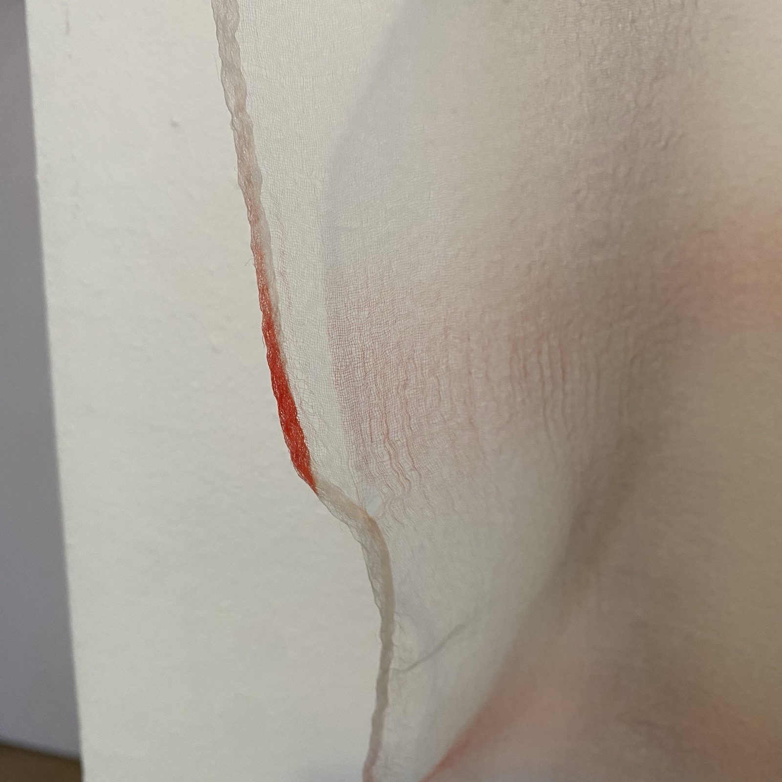 Vintage Orange & White Striped Sheer Womens Scarf Georgette