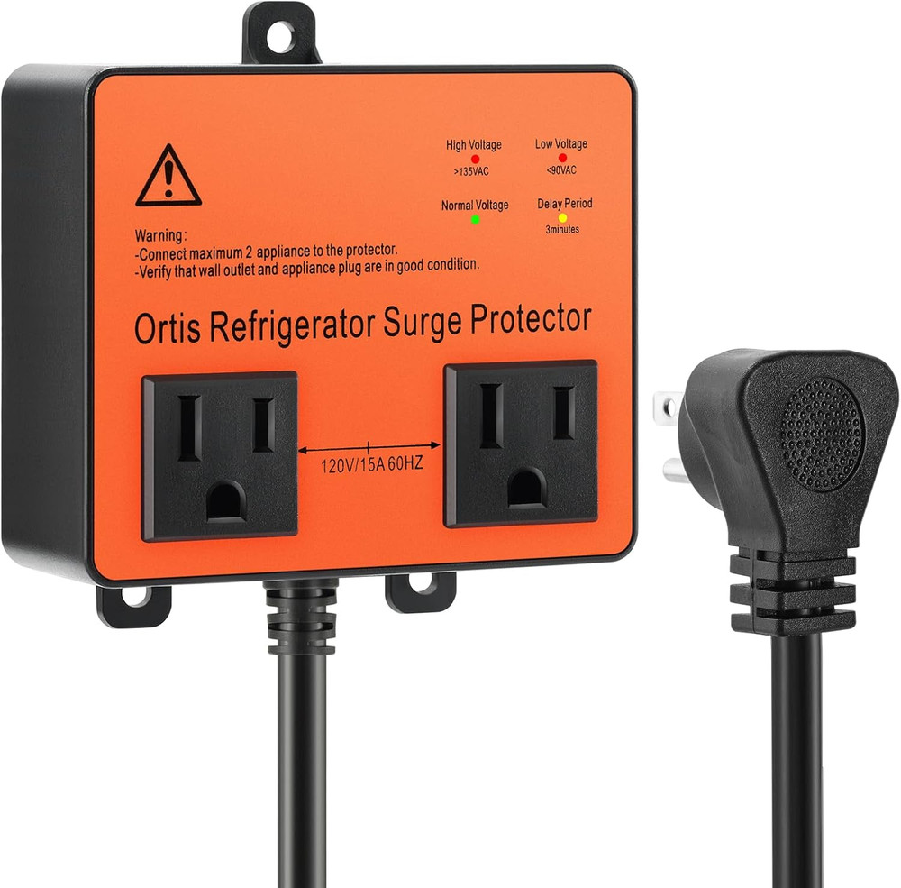 Refrigerator Surge Protector, Double Outlet Voltage Protector for Home Applianc
