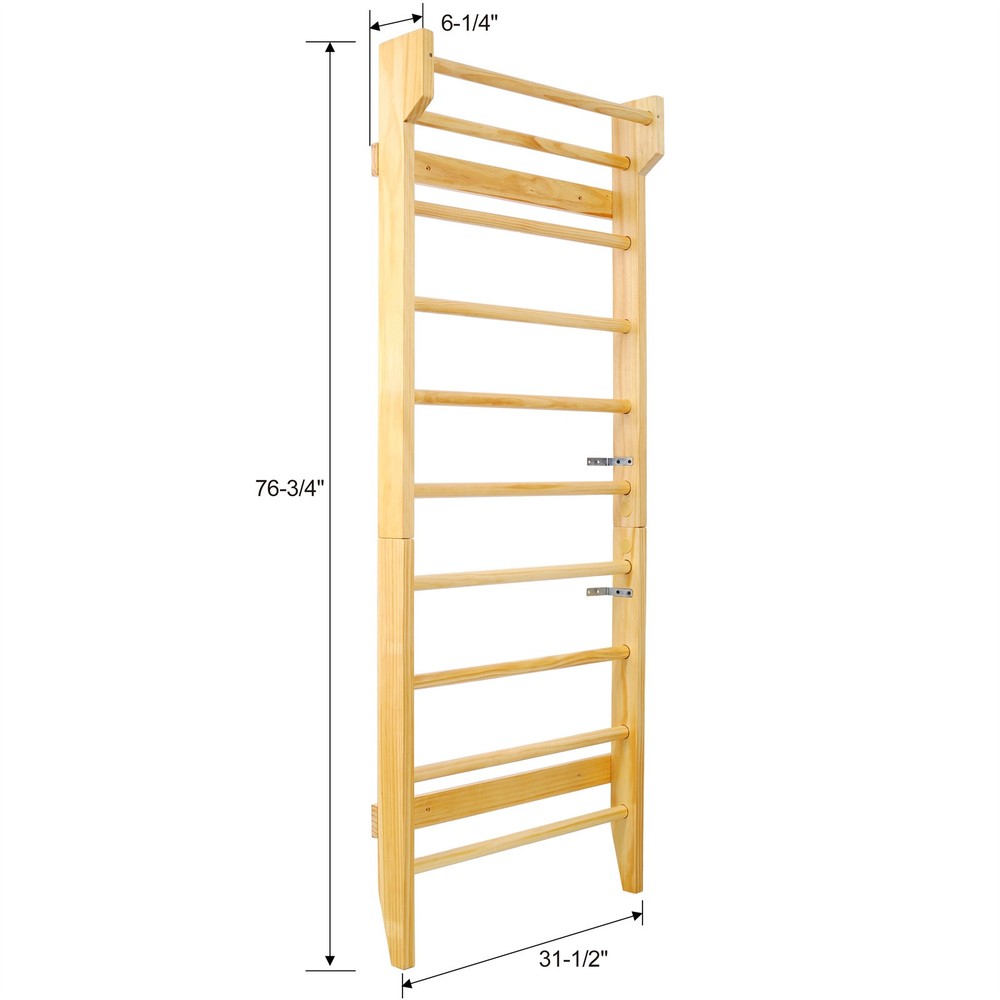 Multi-Use Swedish Ladder Wall Mounted Solid Wood Pull Up Bar 286lbs Capacity