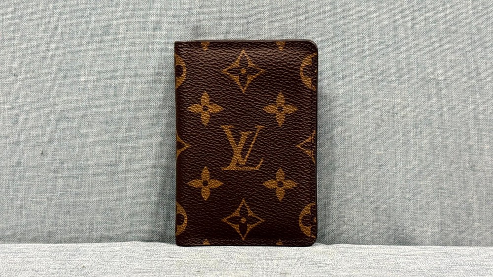 LV Louis Vuitton Pocket Organizer Monogram Eclipse Brown
