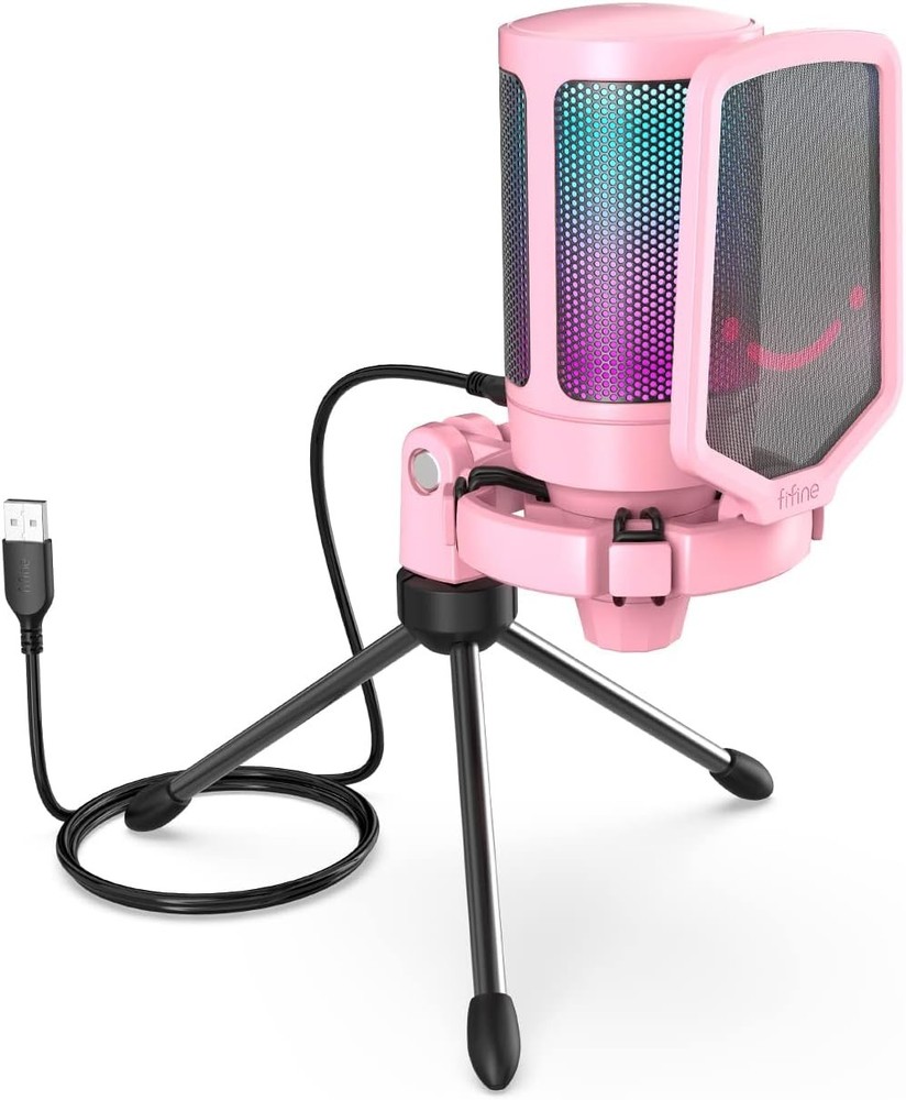 Gaming PC Microphone USB RGB Condenser for Streaming