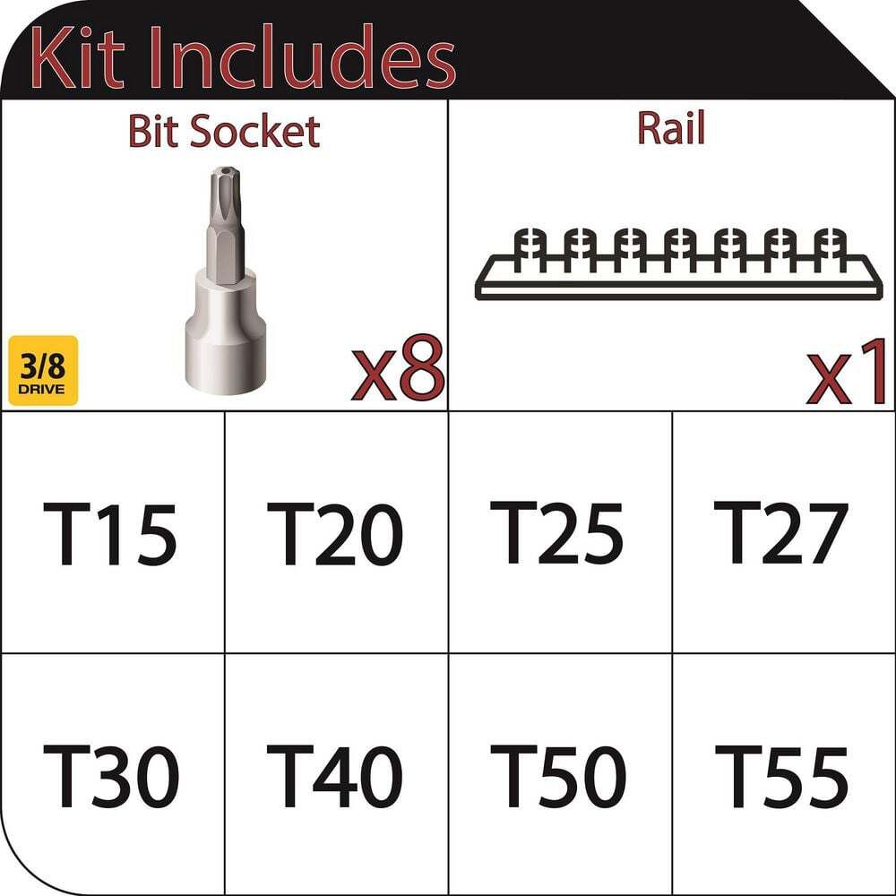 Husky 3/8 in. Drive Tamper Proof Torx Bit Socket Set (8-Piece)