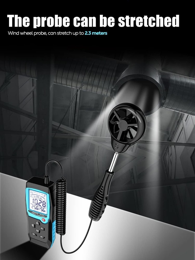 H12 Digital Anemometer Handheld Wind Speed Meter with Extended Wind Sensor