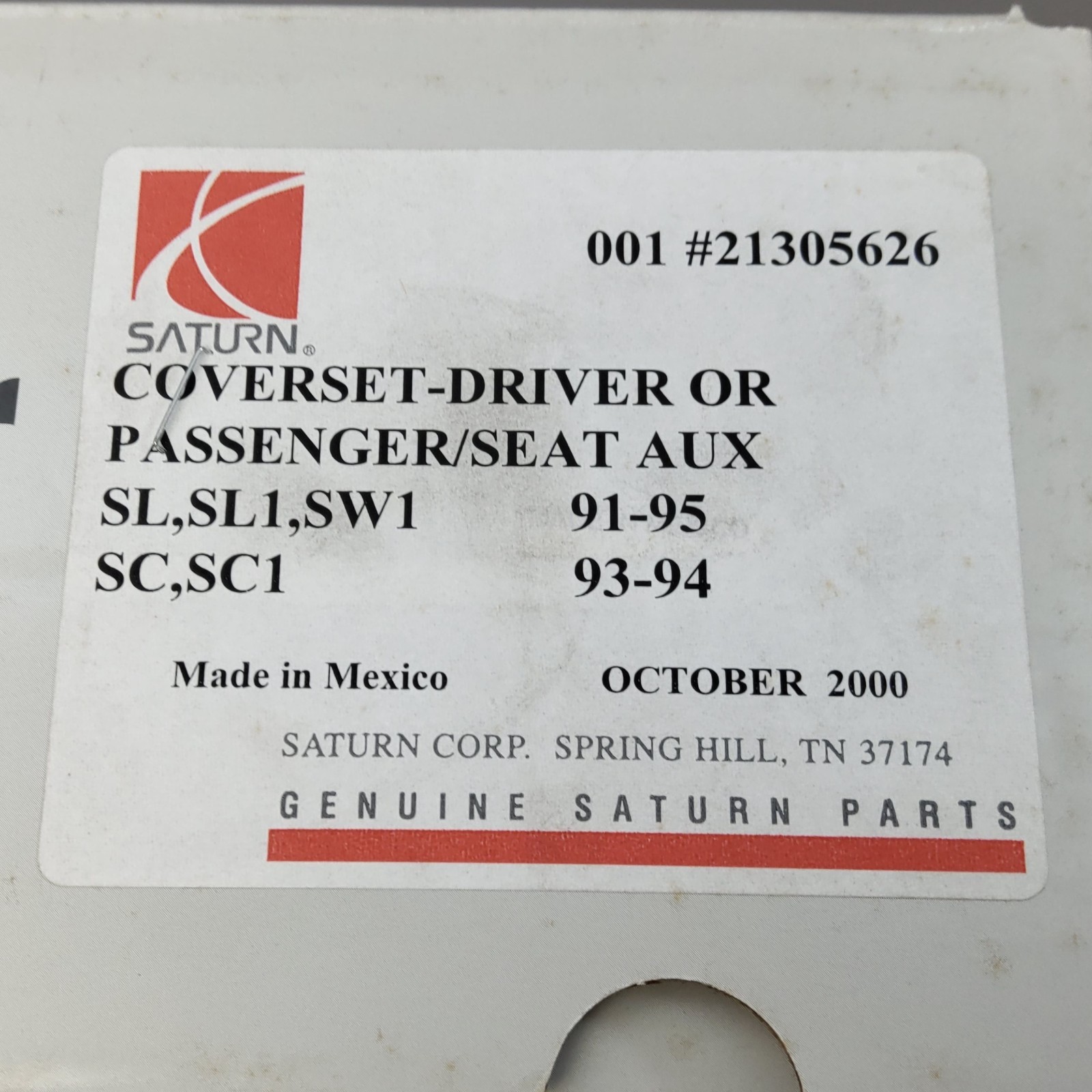 Original Saturn Tan Protective Seat Cover 91-95 Saturn Models New GM