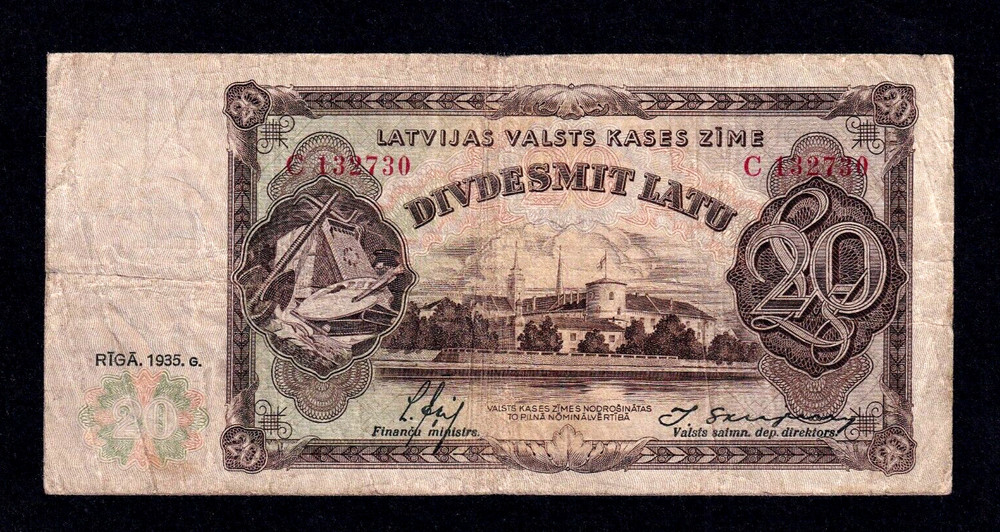 Latvia 20 Latu P-30a 1935 VG+