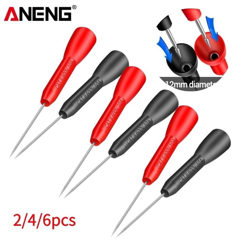 2/4/6Pcs 10A 600V Multimeter Test Probe Insulation Piercing Needle Pin Leads