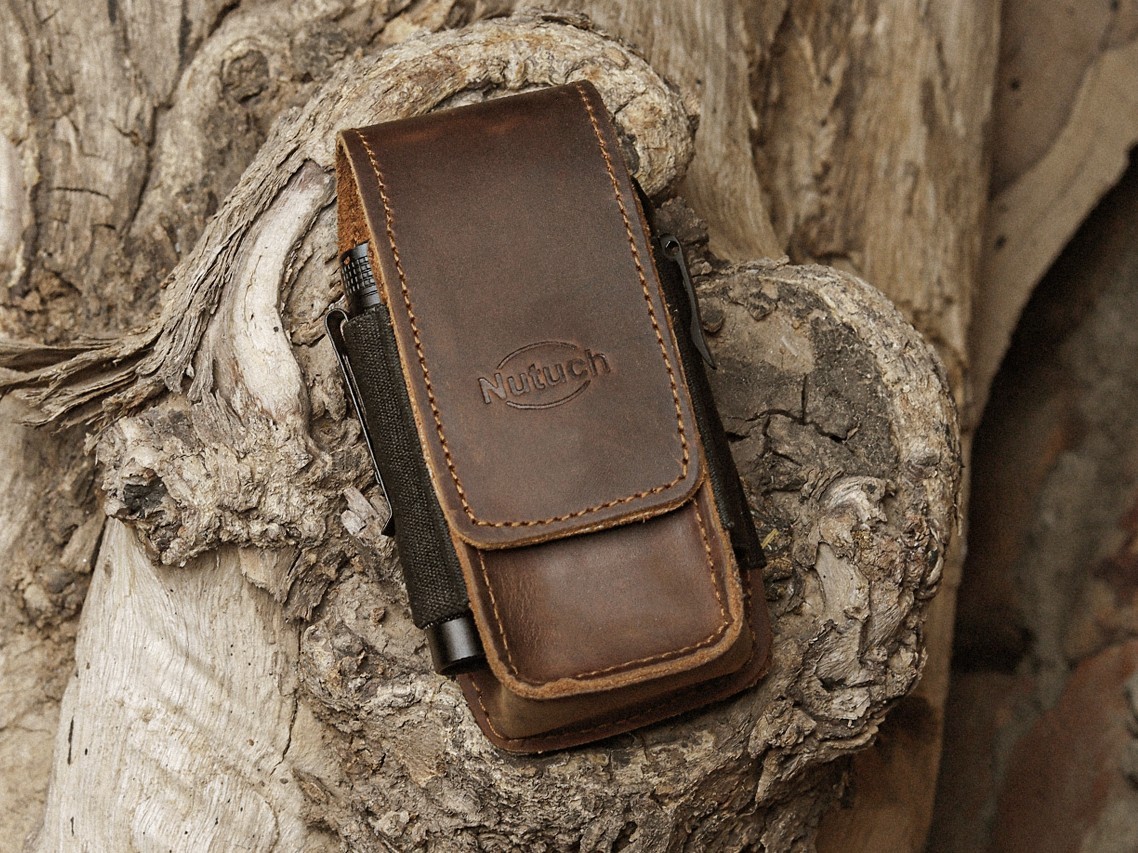 NUTUCH Leather EDC Multitool Sheath with Flip Closure | Leather EDC Organizer