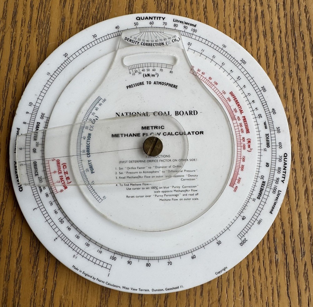 NCB Methane Flow Calculator - Mining / Miners Related