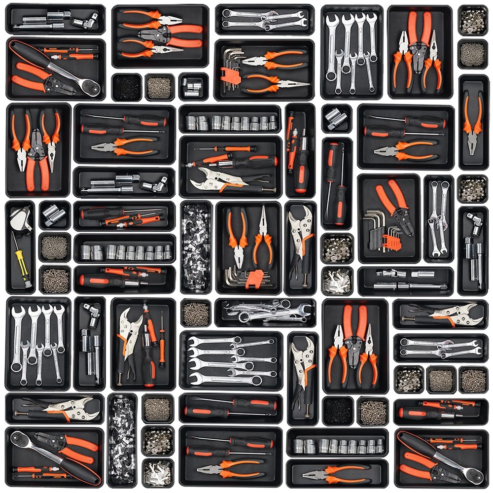 Giklux 45 Pack Tool Box Organizer Tray Divider, 3 - Sizes, 45PCS - Black