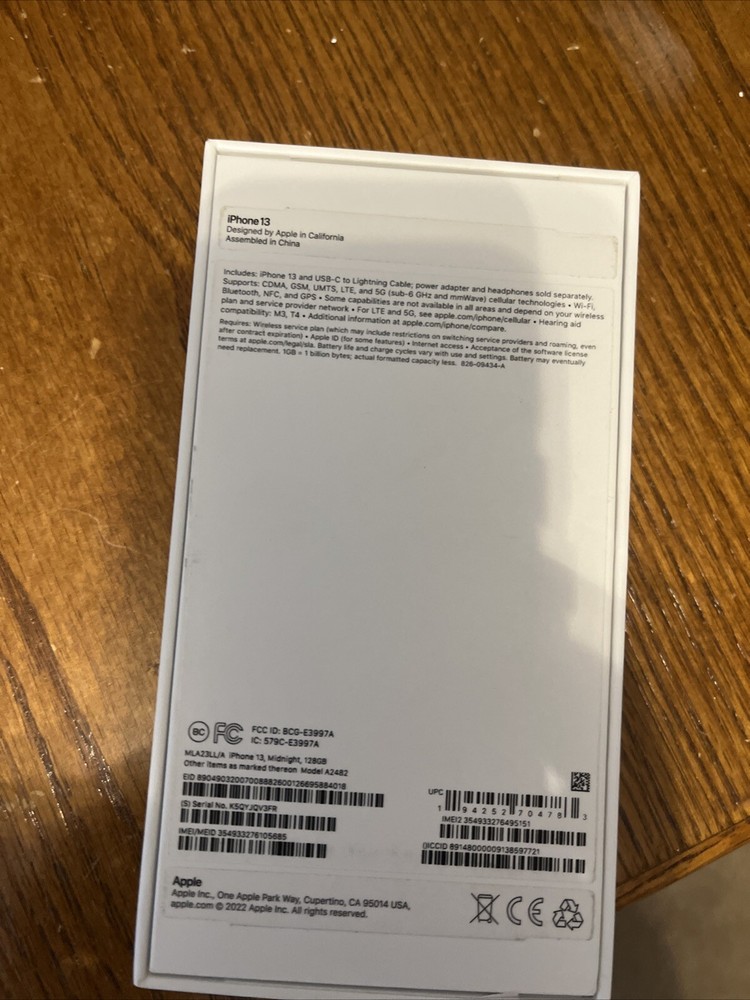 Apple iPhone 13 Midnight 128GB Empty Box Only