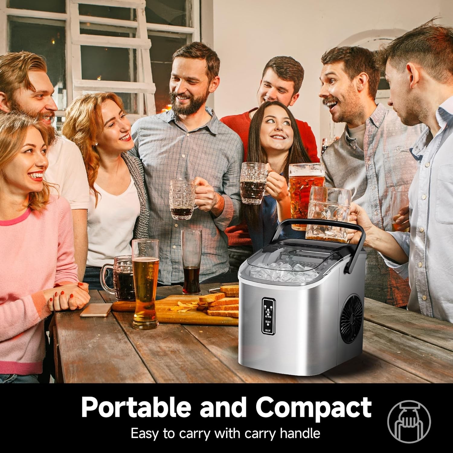 EUHOMY Ice Maker Countertop 9 Cubes Ready in 6 Mins, for Home, Kitchen, Office