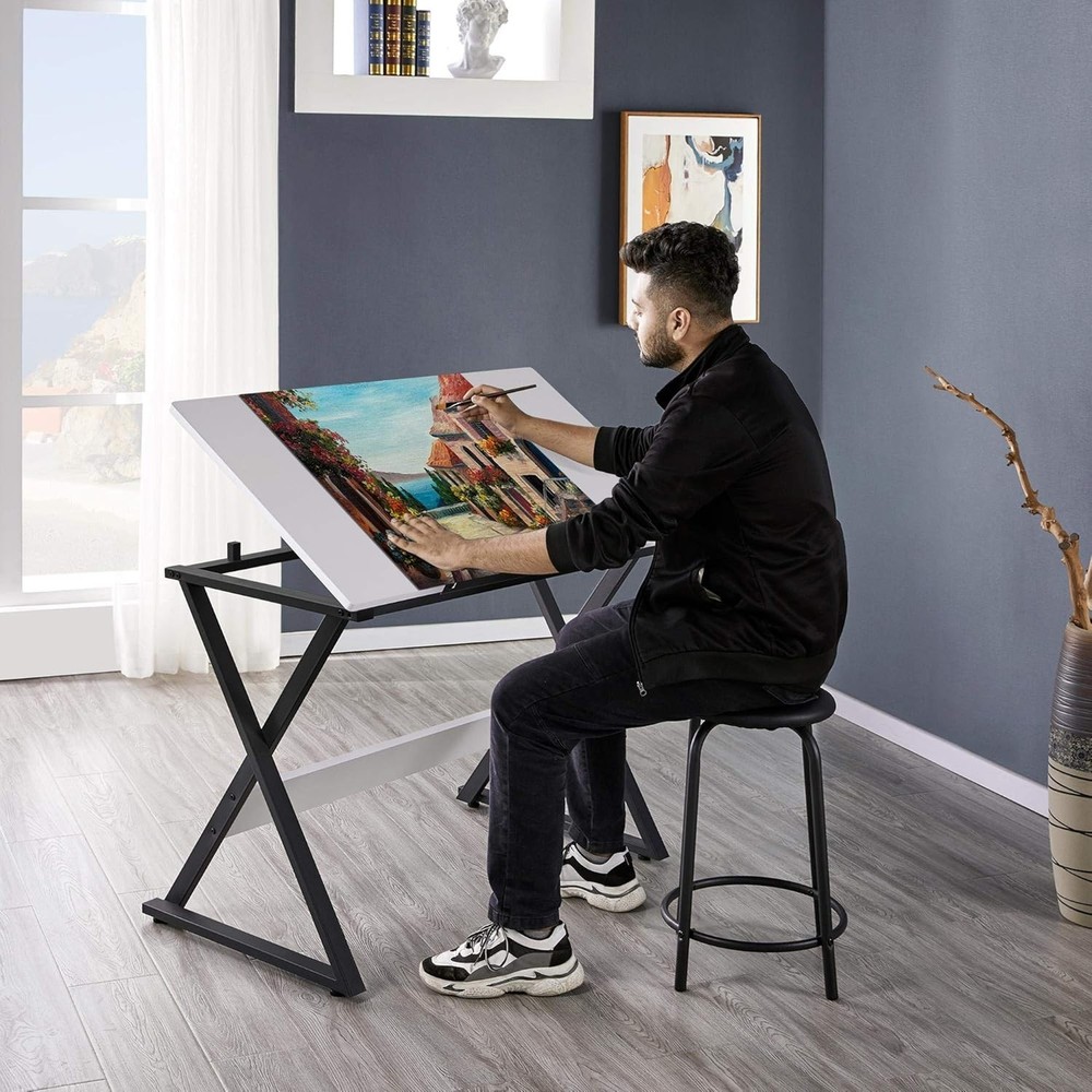 Stylish Adjustable Drafting Table with Multi-Angle Desk Surface for Art & Study