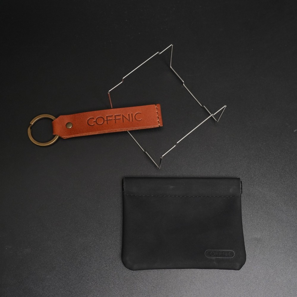 COFFNIC Folding Coffee Dirp Bag Holder Stainless Steel(Basic+Leather Strap)
