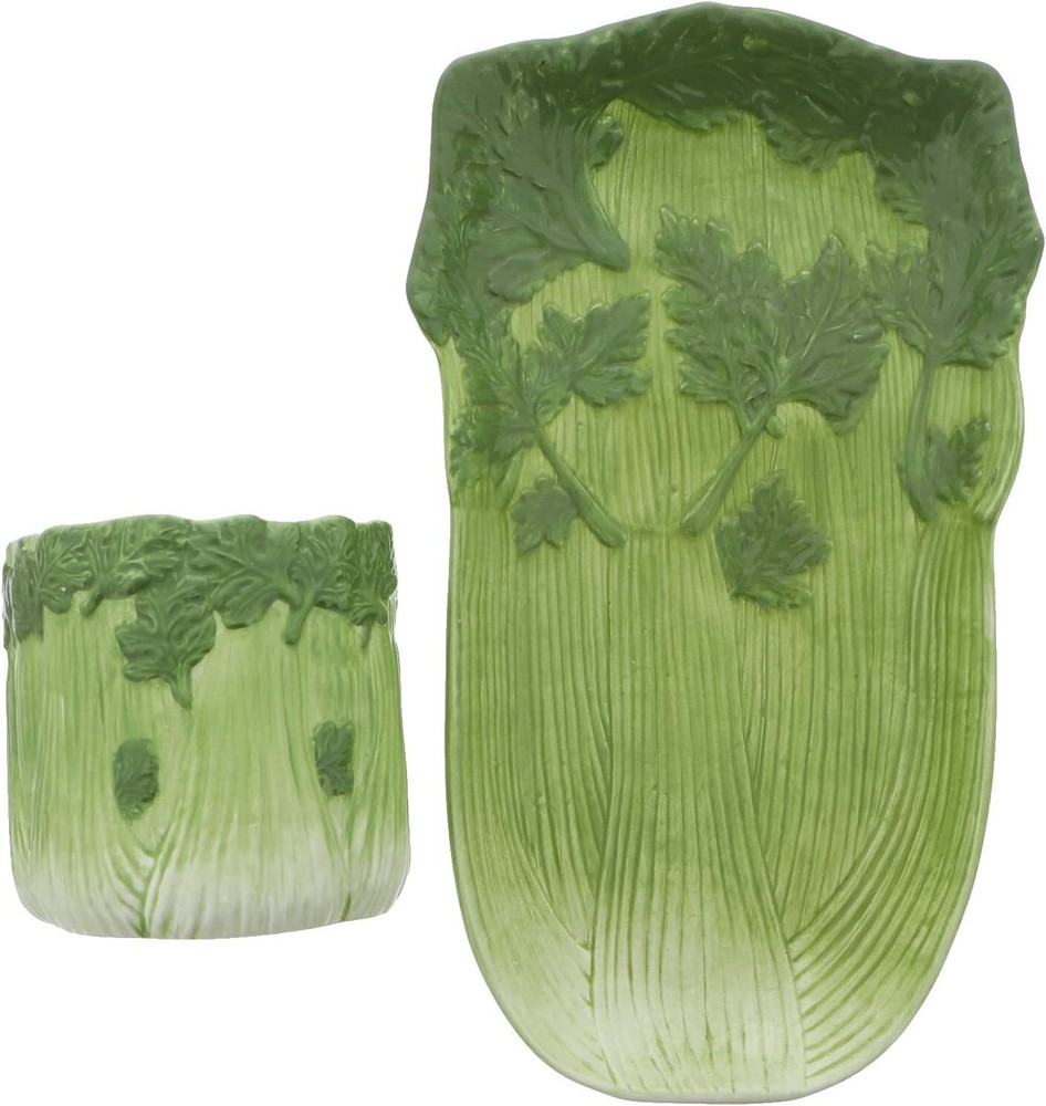 Vegetable Themed Ceramic Serveware Platters and Dishes - Celery