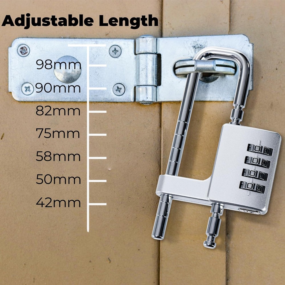 U Shaped Cabinet Combination Lock, 4 Digit Stainless Steel Padlock with Code,...