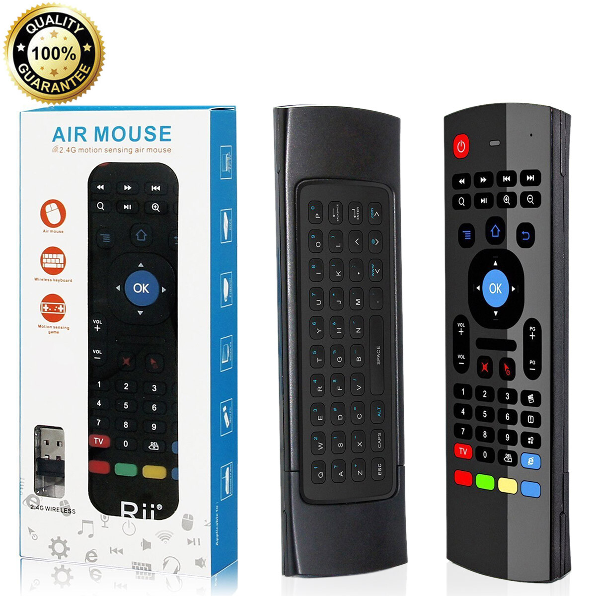 2.4G Wireless Keyboard Air Mouse IR Remote Learning for Android Smart TV PC PS4