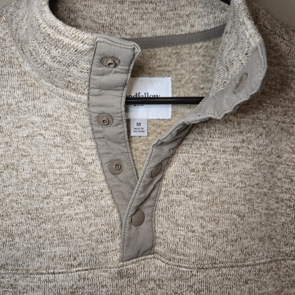 Goodfellow & Co. Men’s Regular Fit Pullover 1/4 Button Sweater Beige Size Medium