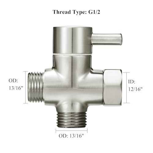 Solid Brass 3-way G1/2 Shower Diverter () Brushed Nickel