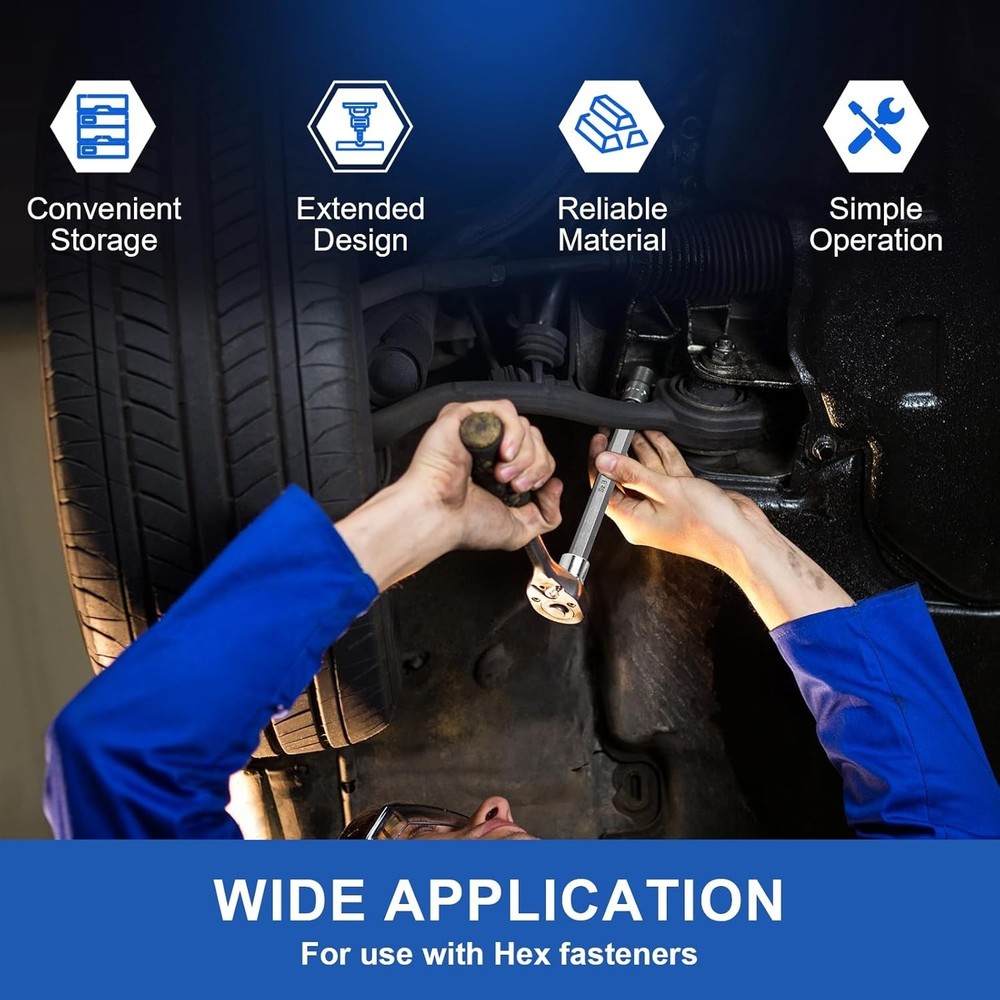 20PCS Extra-Long Allen Hex Bit Socket Set, 3/8 Inch Drive Allen Socket Set, SAE