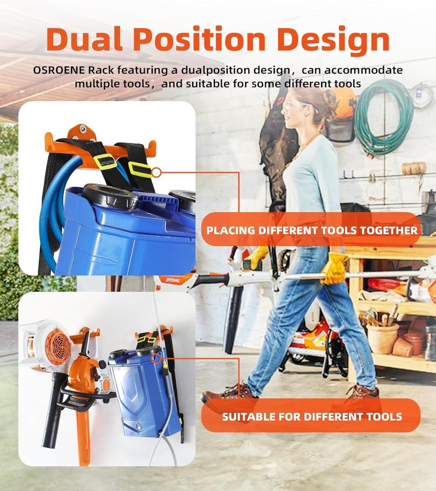 OSROENE 2-Pack Heavy Duty Backpack Leaf Blower Sprayer Hanger Wall Mount Hook
