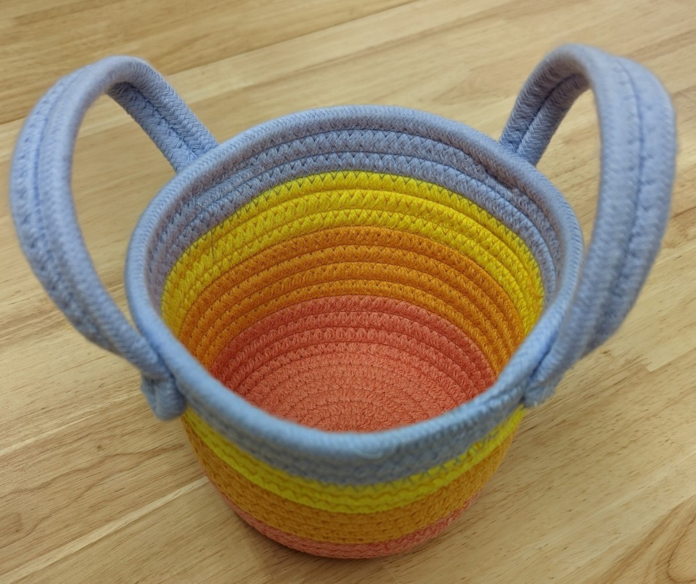 Braided Round Storage Basket Small Lavender, Yellow, Peach and Melon colors