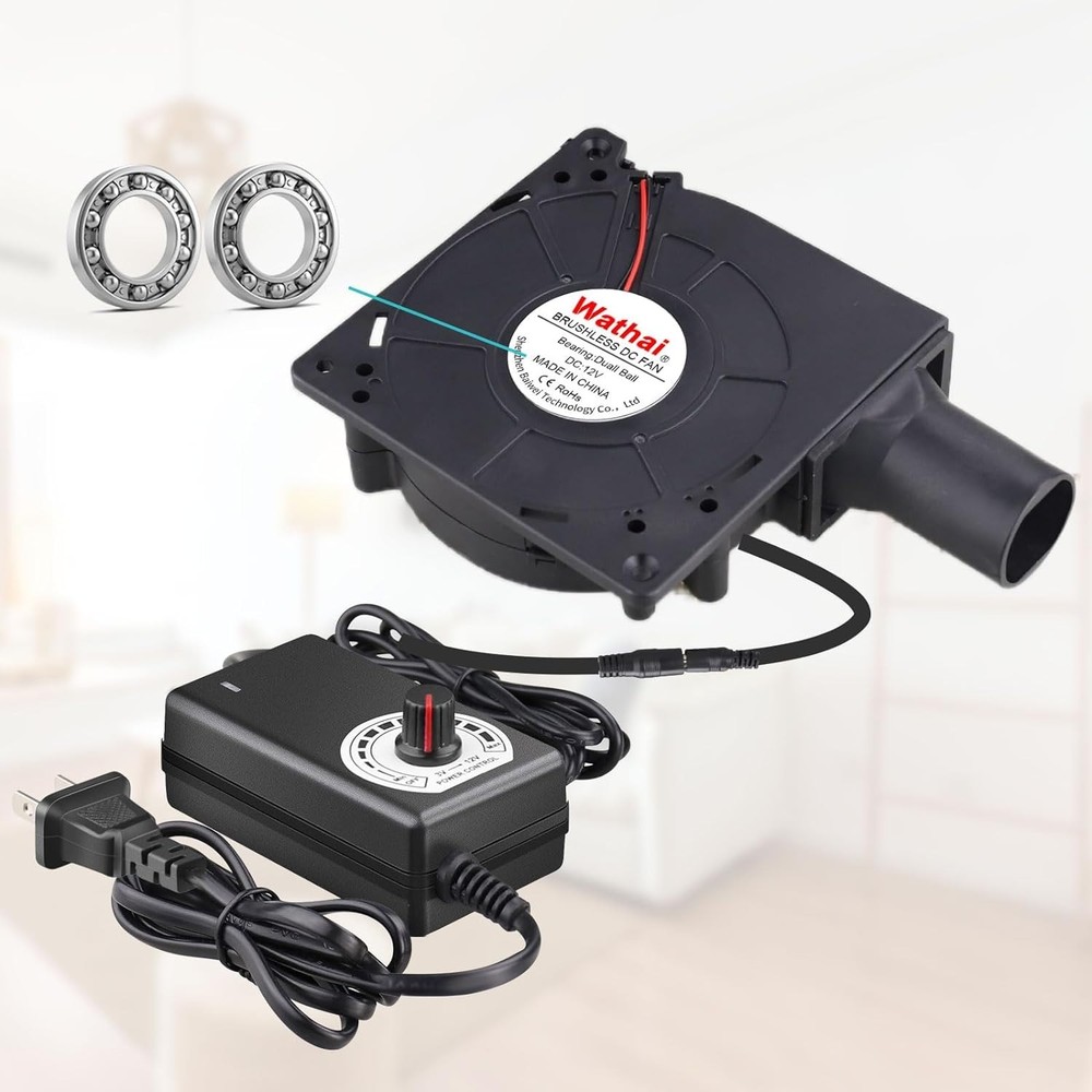 Compact 12V Squirrel Cage Blower Fan with Variable Speed - BBQ & Airflow Control