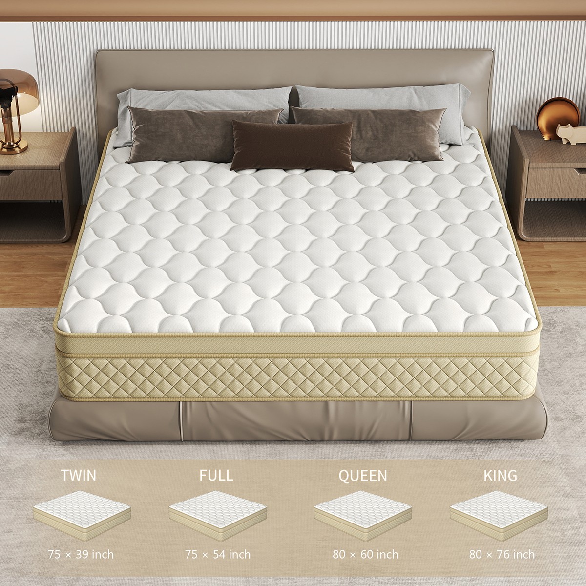 12" 14" Hybrid Mattress Gel Memory Foam Springs Twin Full Queen King In A Box