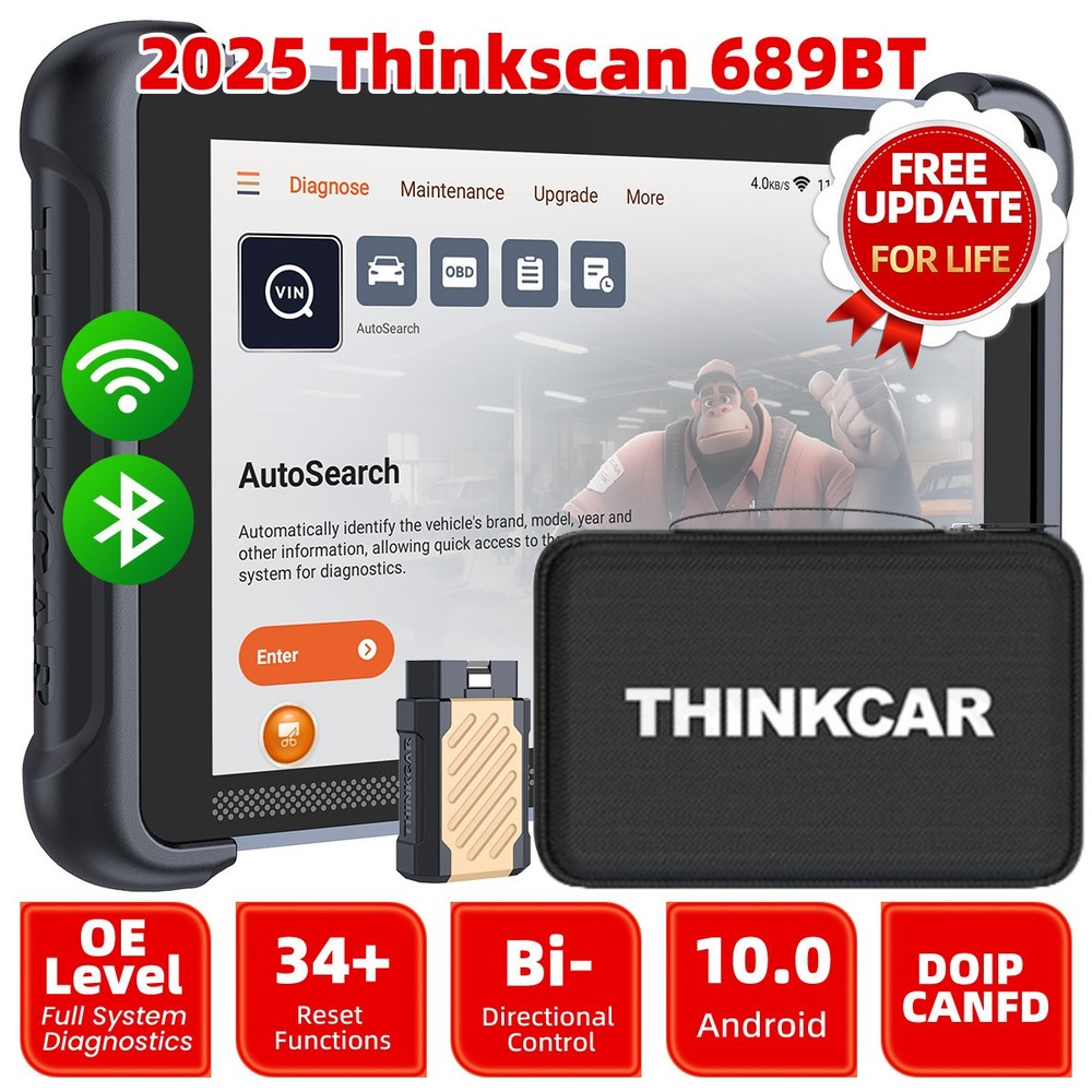 2025 ThinkScan 689BT OBD2 Scanner Diagnostic Tool E.CU Coding All System Scanner