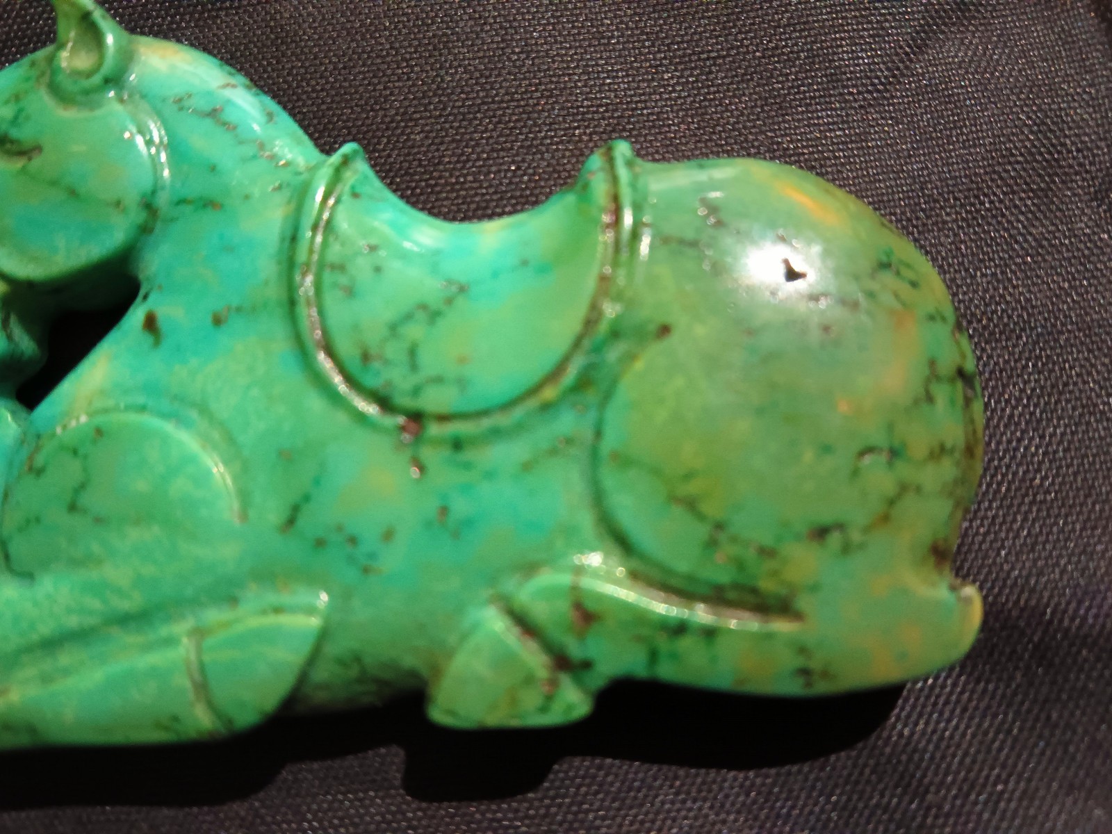 Chinese Old Turquoise Hand Carved *Horse* 2Faces Pendant