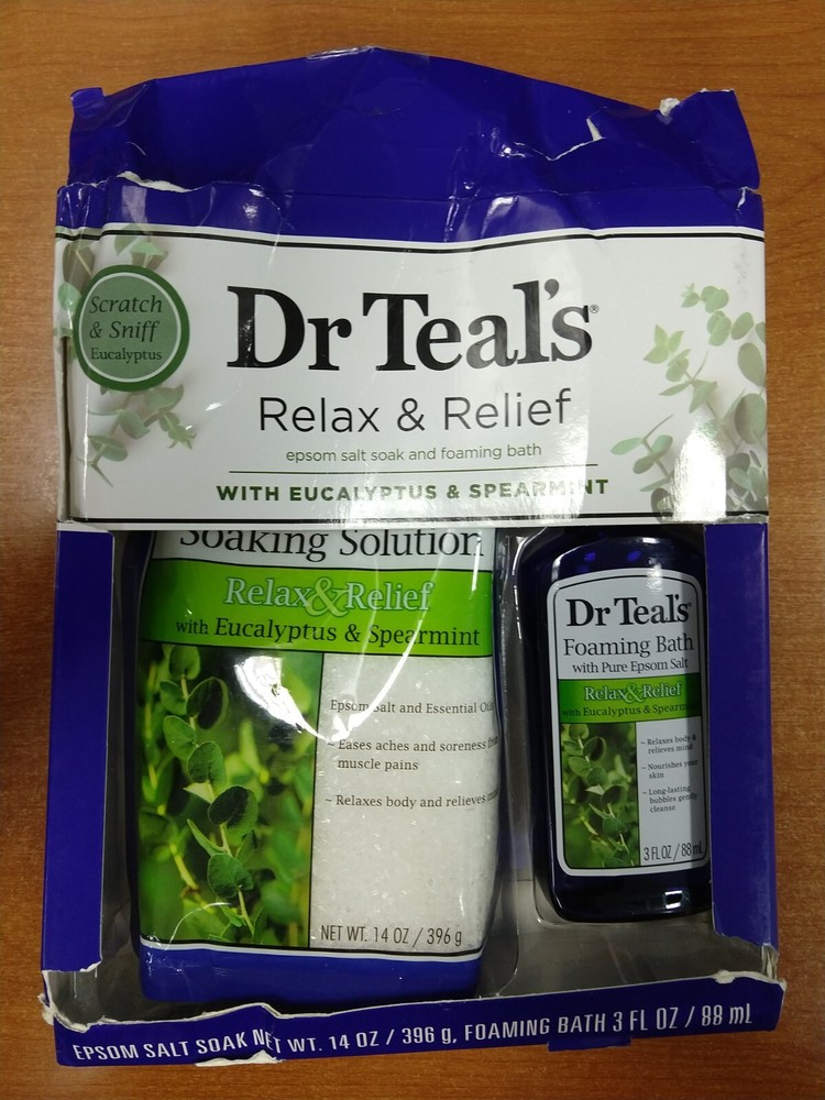 Dr Teal's Relax & Relief Eucalyptus Epsom Salt Soak/Bath Gift Set DAMG BOX E2D