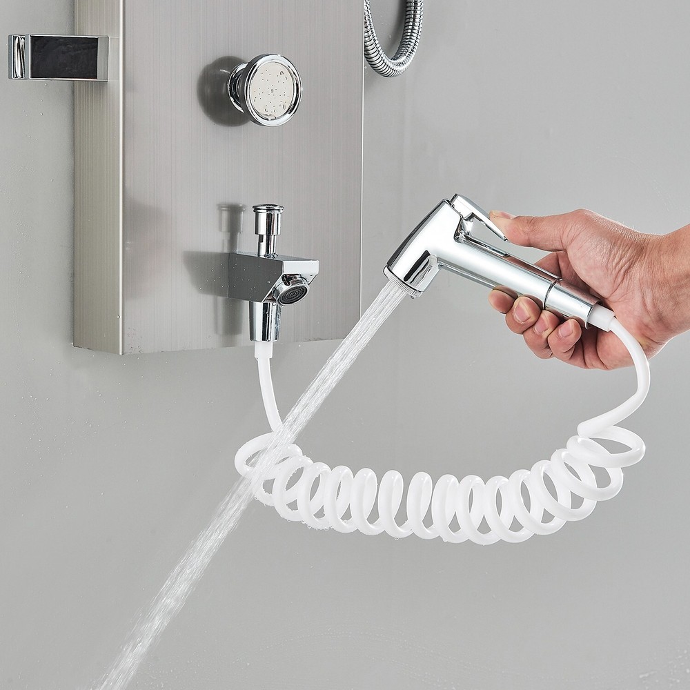 LED Rain&Waterfall Shower Panel Tower System with Tub Spout Massage Jet