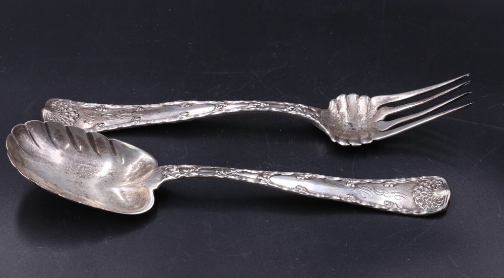 Tiffany & Co., Sterling Silver Fork & Spoon, Wave Edge Pattern, 1884, 5.5 oz