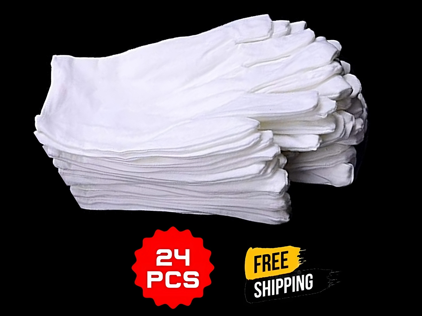 12 Pairs XL+ White Cotton Inspection Gloves – Soft Jewelry Coin Work Gloves