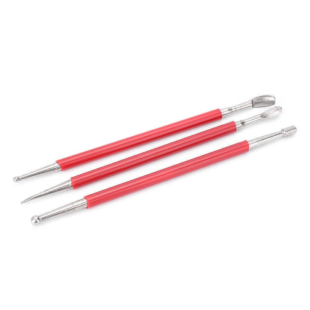Modelling Tools Kit Set Red + Silver for shaping wax or PMC Silver Clay 3pcs po