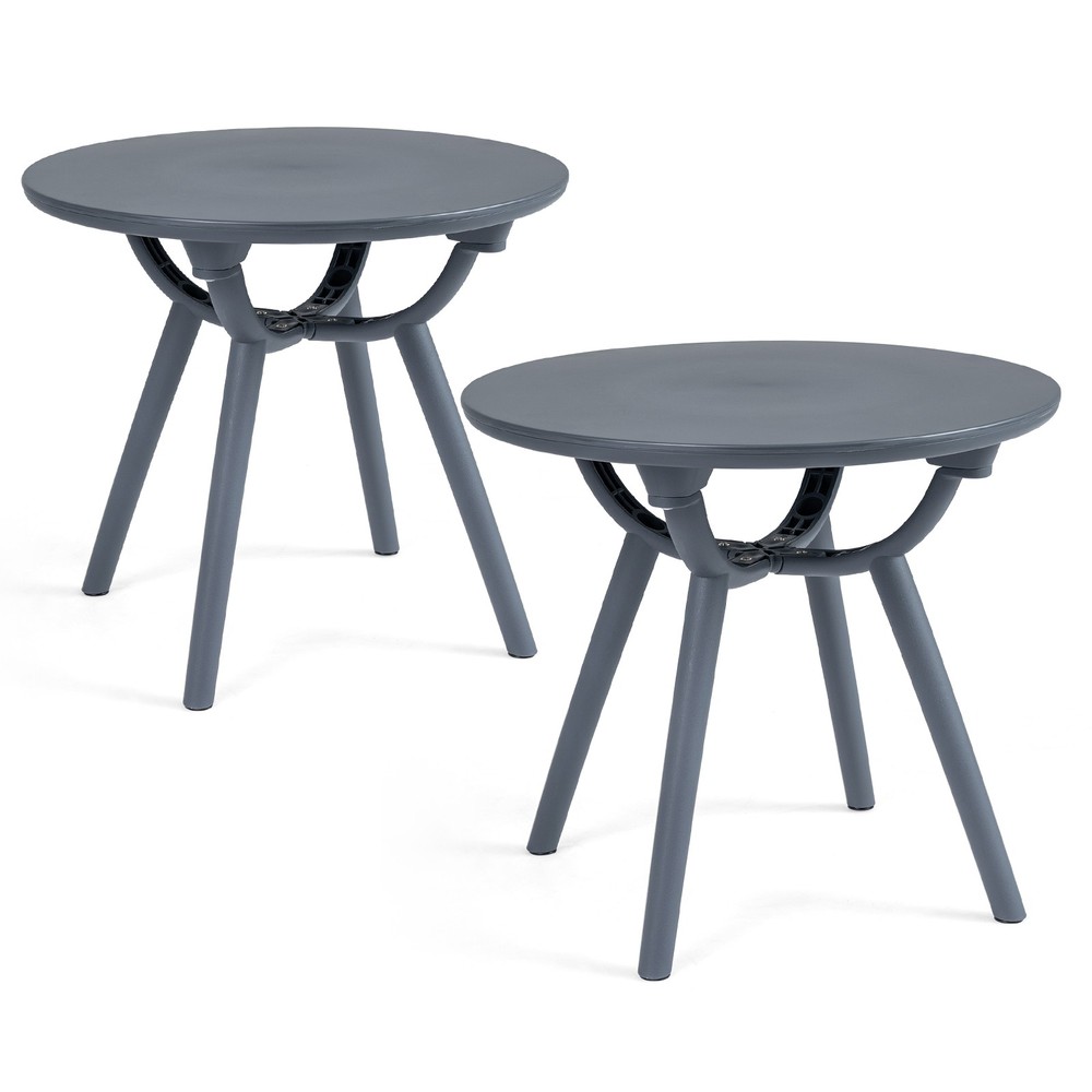 2PCS Outdoor Side Table 20” Round Storage Side Table Weather-Resistant End Table