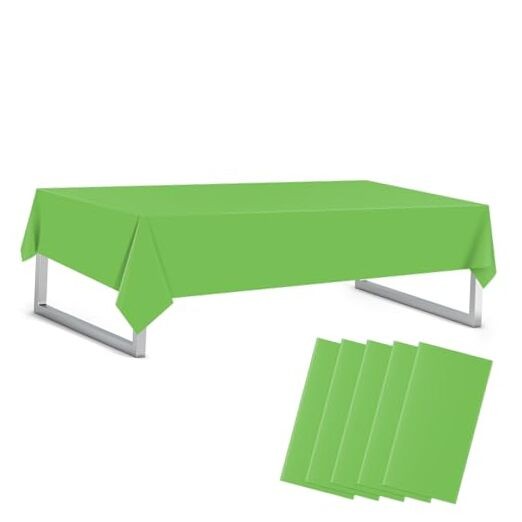 5 Pack 54 x 108 Inch Plastic Tablecloth Disposable Rectangle Lime Green