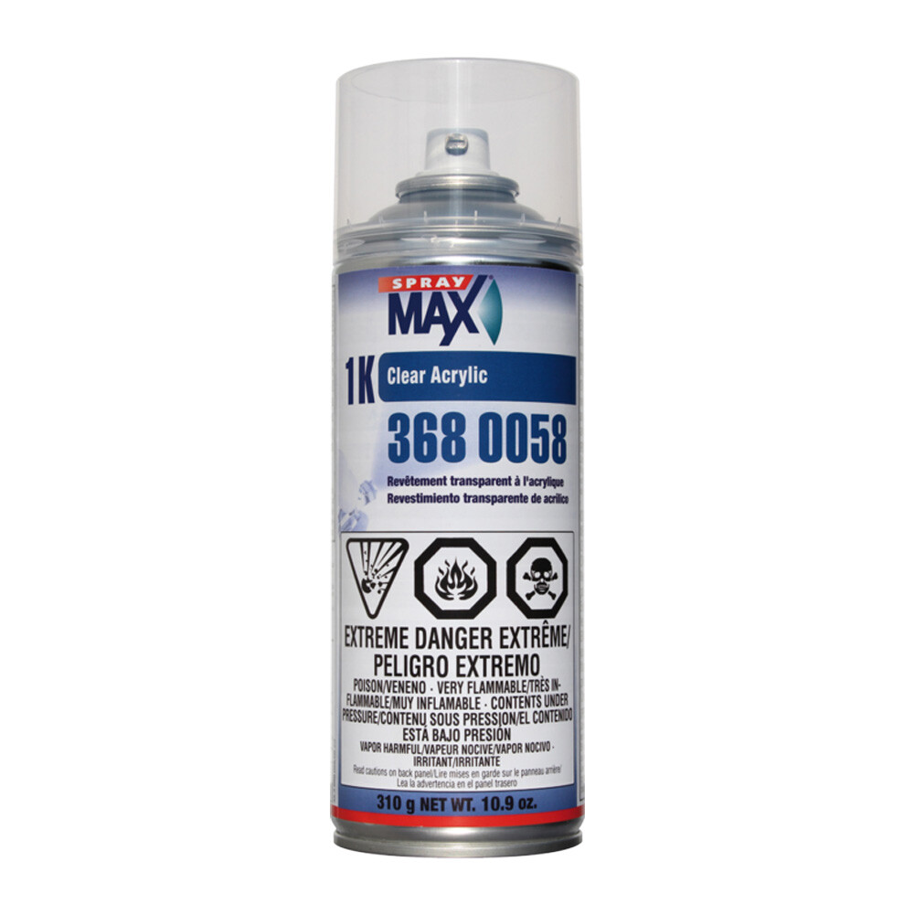 10.6 oz SprayMax 1K Acrylic High Gloss Base Clear Coat Aerosol 3680058 - Auto