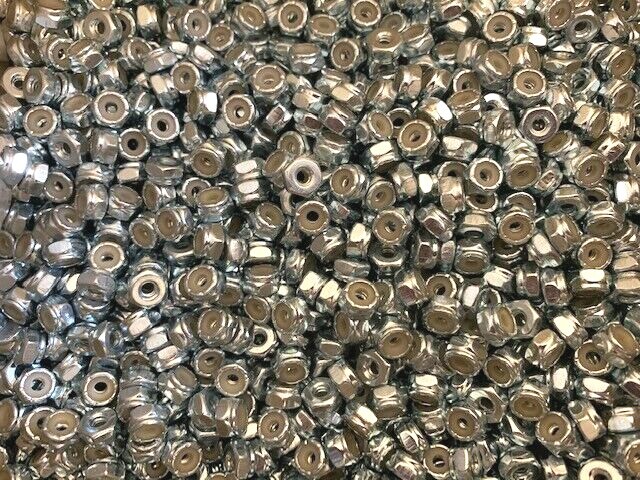 6-32  ZINC NYLON INSERT STOP LOCK NUT -  100 PIECES