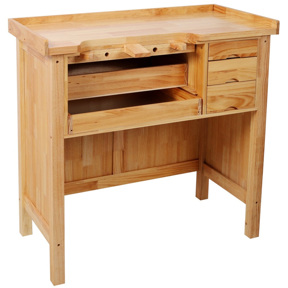 Sturdy Solid Wood Workbench for Jewelry Making with Practical Drawers