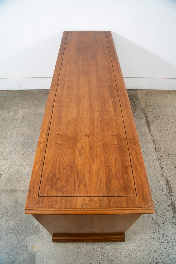 Mid Century Modern Credenza Server Buffet Stanley Oak 9 Drawers Cabinet 1970s