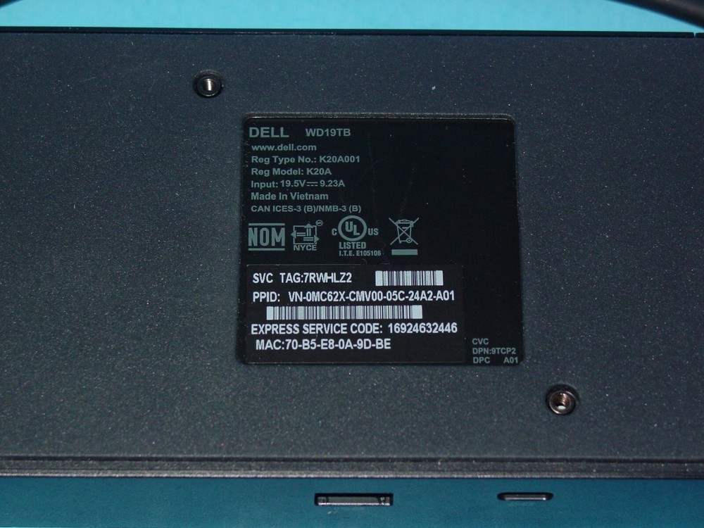 Dell Thunderbolt Dock - WD19TB without AC Adapter