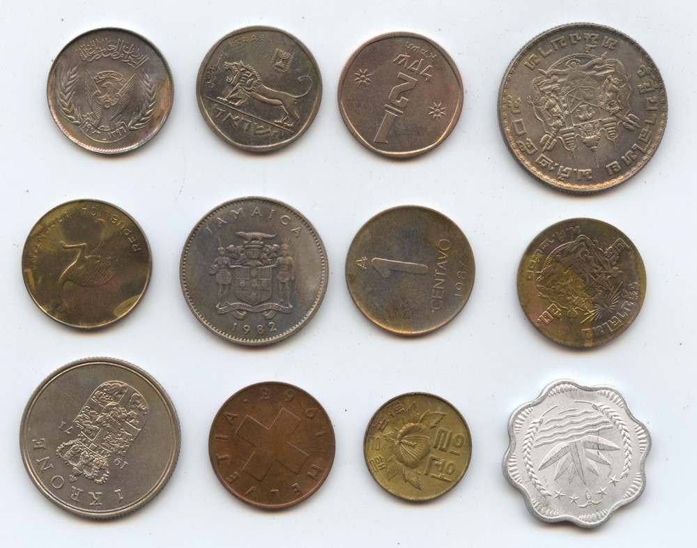 Twelve mixed nice BU foreign coins (#1498)