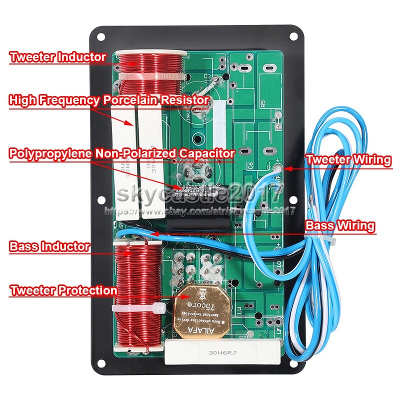 1pcs 800W High-Low 2 Way Speaker Frequency Divider Crossover Filter Junction Box